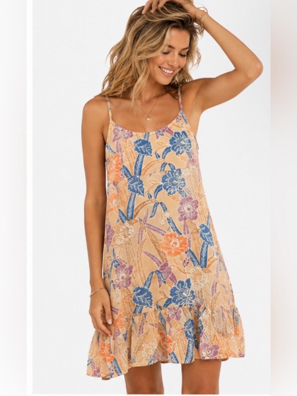 Urban Outfitters Floral Ruffle Hem Mini Dress Size Medium Boho Summer Slip Dress